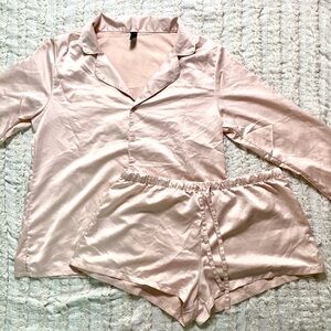 Pink Satin Pajama Set